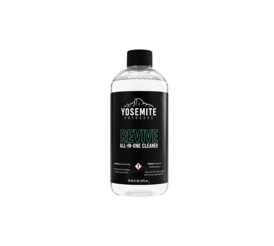 Bottle of Yosemite Outdoors Revive All-In-One Cleaner on a white background