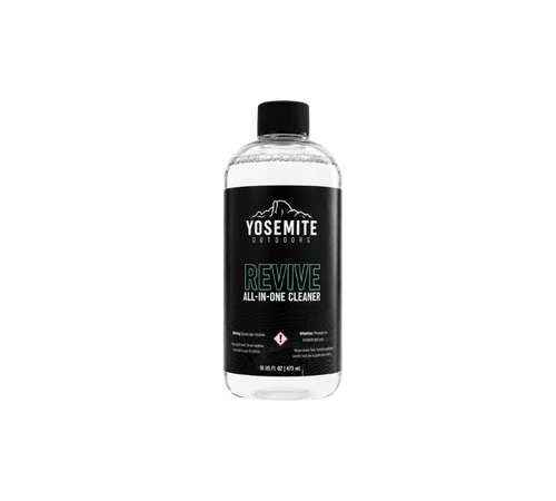 Bottle of Yosemite Outdoors Revive All-In-One Cleaner on a white background